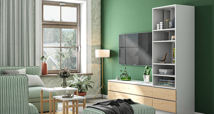 A-green-living-room-with-a-natural-touch