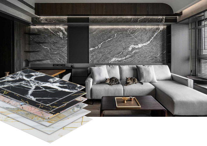 Wear Resistant Easy to Clean UV Marble Sheet